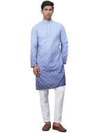 Jompers Blue MenS Ombre Printed Kurta Pyjama Set (Blue, Xl)
