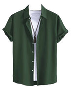 DHRUVI TRENDZ Mens Regular Fit Shirt (DT-MS-6055_DarkGreen L)