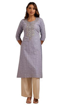 Soch Women Cotton Slub Geometric Print Kurta with Zari