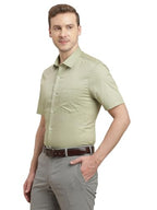 Turtle Men 100% Cotton Regular Fit Olive Printed Half Sleeve Formal Shirt
