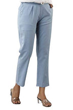 Digital Shopee Regular Fit Women S Pure Cotton Trousers Pants For Everyday Use, College Wear, Office, Casual Wear, Light Blue,