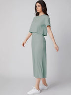 Leriya Fashion Women Co Ord Set | Ribbed Pajama Set | Casual Wear Pant Top Set | Fancy Co-Ord Set | Pack Of 2 | Drop Shoulder Kn