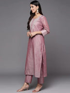 Varanga WomenS Chanderi Silk Kurta Set (Frl_Var2205188_2205189_Mauve