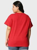 Bewakoof Official Disney Merchandise Womens Graphic Print Boyfriend Fit Half Sleeve Round Neck Cotton Plus Size T-Shirt_493066_