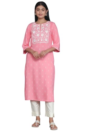 Libas Women'S Viscose Rayon Woven Design Straight Kurta (29021 Pink