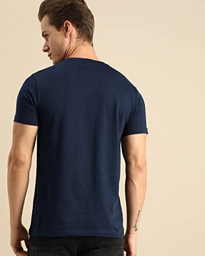 Bewakoof MenS Game Over Printed 100% Cotton T-Shirt - Regular Fit, Round Neck, Half Sleeves Blue