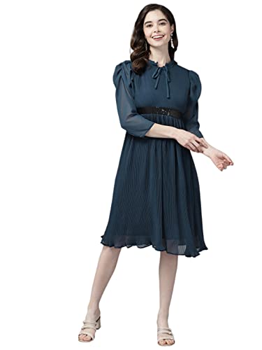 Aarika WomenS Georgette Fit And Flare Knee-Length Dress (Md-W-2740_Rama