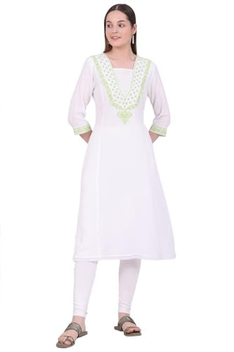 Aurelia Women'S White Embroidered A-Line Kurta (Size: Xl)-A15757-608250
