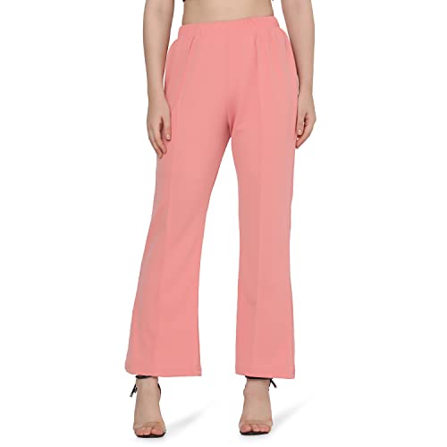 DHRUVI TRENDZ Womens Spandex Trousers Regular Fit Trousers (DT-TR-704_Pink_M)