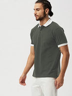 Greciilooks T-Shirts For Men| Solid Plain T-Shirts| Polo-Collar Neck T Shirt| Half Sleeves Casual T-Shirt For Men| Regular Wear