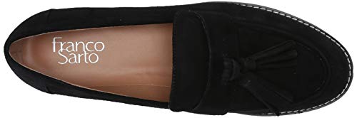Franco Sarto Womens Carolynn Lug Sole Loafer with Tassel Detail , Black Suede, 8.5 M