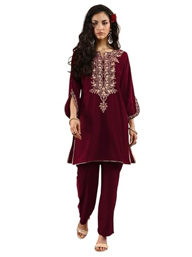 Libas Woven Design Velvet Straight Co-Ords Set For Women (49628Xl)