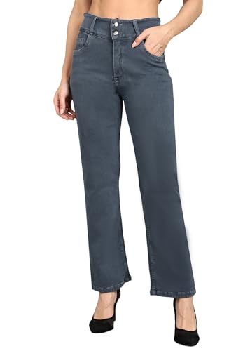 Nifty Womens Denim Stretchable 2-Button Straight Fit Jeans (1472_Gry_30_Grey_30)