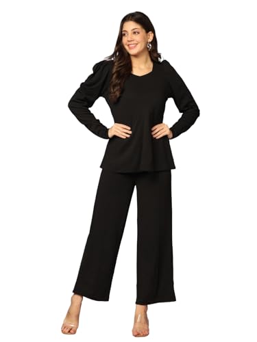 DHRUVI TRENDZ Womens Rayon Co-Ord Set Regular Fit Co-Ord Set (DT-W1807&TR863_Black_XL)