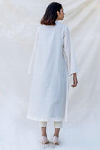 ANNI DESIGNER Womens Cotton Blend Straight Printed Kurta with Pant (Nabhita White_L_White_Large)
