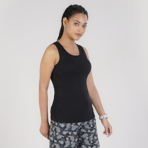 Rupa Colors Playsure Solid 100% Combed Cotton Rib Fabric, Womens Tank Top, Sleeveless Pack of 1