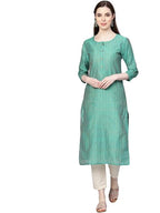 Varanga Women'S Silk Solid Regular Kurta Green