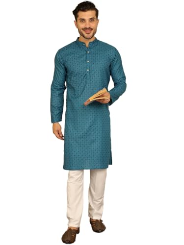 Jompers Mens Printed Cotton Kurta Pyjama Set
