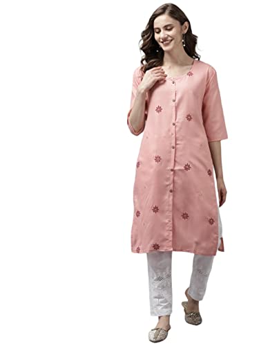 Aarika WomenS Cotton Regular Tunic Shirt (Kurti-W-Mg-9055_Pink_Xxl)