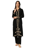 Libas WomenS Wool Embroidered Straight Kurta (58295W_Black