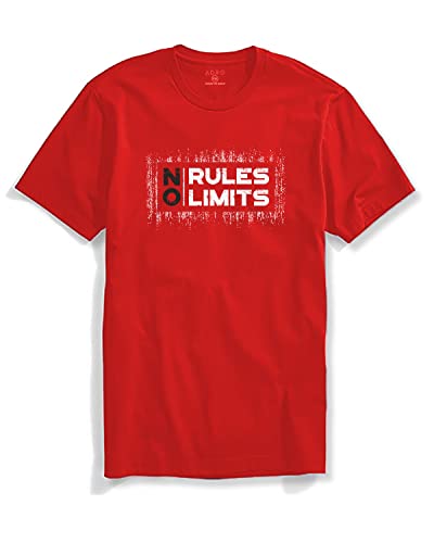ADRO No Rules No Limits Mens Printed T-Shirt (RNR-M-LIM-RD_Red_XL)