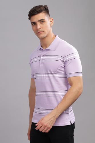 ADRO Mens Solid Regular Fit Polo Shirt (PNOP24-L1-PUGRWH_Lavender