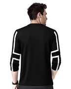 EYEBOGLER Mens Round Neck Full Sleeves Regular Fit Printed T-Shirt Black White