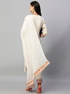 ANNI DESIGNER Womens Cotton Blend Straight Printed Kurta with Pant & Dupatta (Bakhshi Cream_S_Cream_Small)