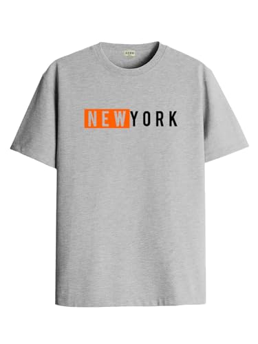 ADRO Men's Solid Regular Fit T-Shirt (RN24-NKY-GR_Grey