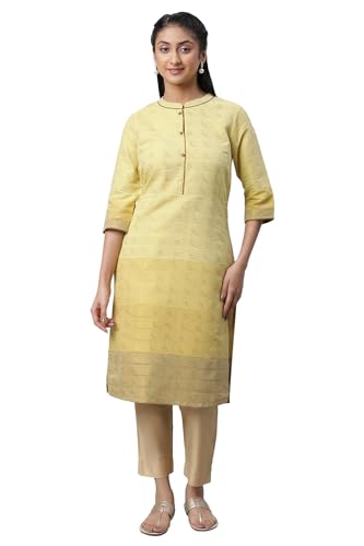 Yellow Tonal Zari Dobby Kurta (Size: M)-24Aua12668-704141