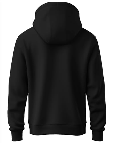ADRO Men's Cotton Blend Neck Hooded Sweatshirt (H24-CHILL-BL_Black