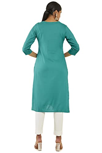 Soch Women Green Rayon Solid Kurta