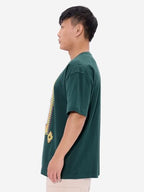 The Souled Store Soul Spirit Men And Boys Short Sleeves Round Neck Green Puff Printed Cotton Oversized T-Shirts