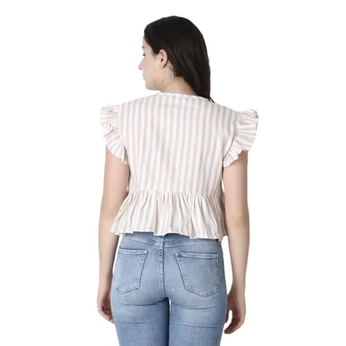 Leriya Fashion Womens Waffle Knit Tunic Cap Sleeve Button Down Tie Knot Henley Tops Loose Fitting Bat Wing Shirts Top (Small, Cr