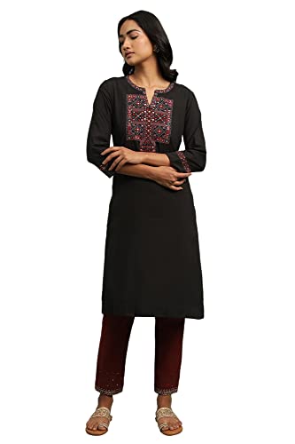 W For Woman Women'S Cotton Regular Kurta_Midnight Black