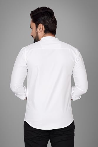 Besix MenS Regular Fit Solid Cotton Shirt | Chinese Collar | Casual | Plain | Branded | Mandarin Collar | Full Sleeve | Summer