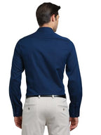 Turtle Men 100% Cotton Slim Fit Indigo Blue Dobby Print Formal Shirt