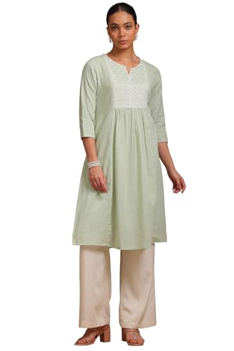 Soch Women Cotton Dobby Solid Kurta with Sequins