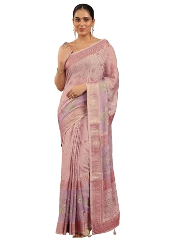 Libas Womens Printed Georgette Saree With Blouse Piece
