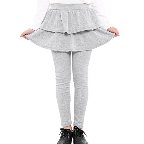 Auranso Little girls Footless Leggings with Ruffle Tutu Skirt Pants grey 9-10 Years