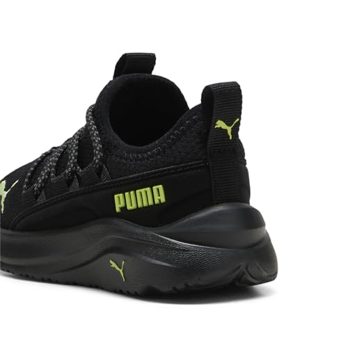 PUMA Softride ONE4ALL Slip ON Sneaker, Black-Lime Pow-Cool Dark Gray, 10.5 US Unisex Little Kid