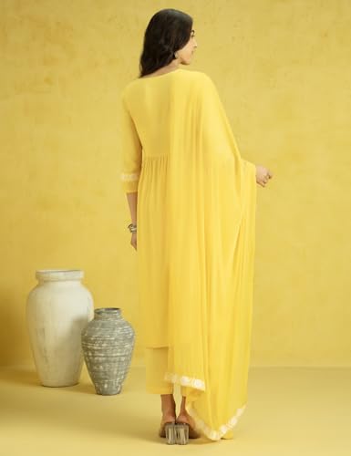 Kaari Rayon Womens Kurta Set (KAAAW24WSKD-70018_Amaltas Yellow