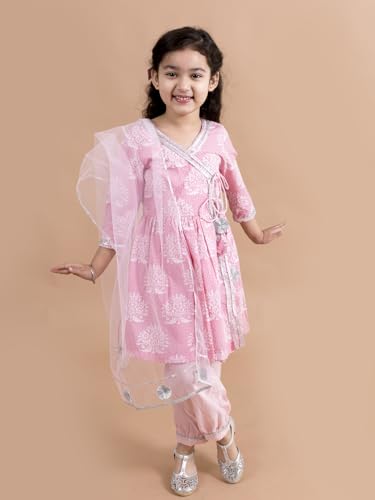 Pspeaches Girls Cotton Kurta & Palazzo (Ks-Khaddi Pink-T-12-14_Pink