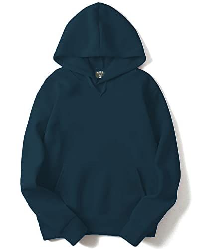 ADRO Men's Cotton Neck Hooded Sweatshirt (H22-1-PLN-SB_Teal_S)