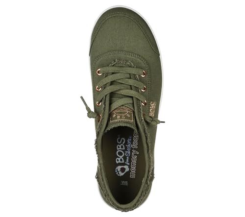 Skechers Women's Bobs B Cute Sneaker - Memory Foam, Flexible Outsole, Lightweight Vegan Shoes, Olive, 6.5
