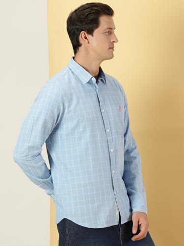 Thomas Scott Checkered 100% Cotton with Spread Collar Casual Shirts for Mens