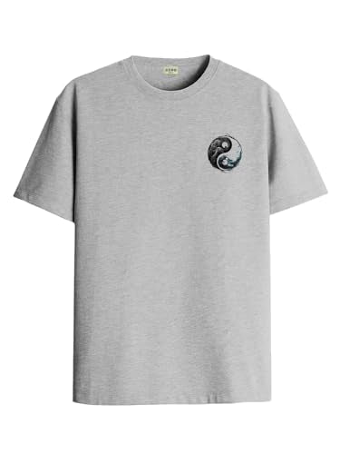 ADRO T-Shirts for MenChest Printed T-Shirt for MenCotton Tshirt for Men|RN24-STICK-YONG-GR-M Grey