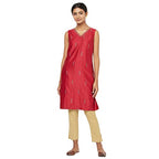 Fabindia Women'S Cotton Silk Printed Regular Kurta_Fuschia_M