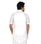 PRAKSAM Cotton ARTSILK Mens Half Sleeve White Shirt