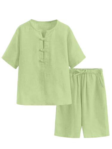 AVANOVA Boys 2-Piece Outfit Set  Pista Half Button Short Sleeve Top with Matching Shorts | Casual Woven Clothing Set for Boys (K